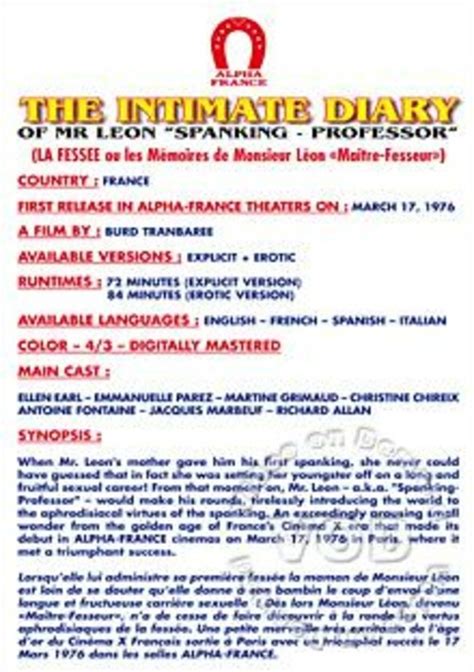 The Intimate Diary Of Mr Leon Spanking Professor French Language