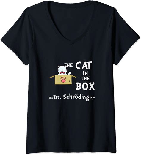 Womens Science Humor Schrodingers Cat V Neck T Shirt Uk