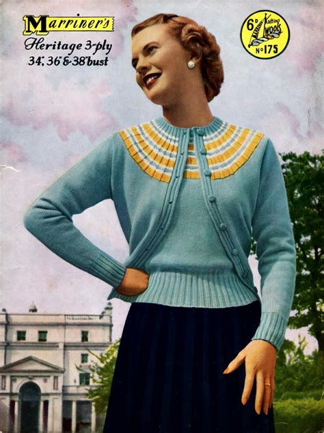 1940s Style For You Free Knitting Pattern 1950s Twinset Mariner