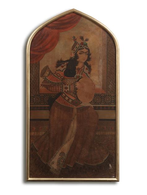 bonhams a female musician before a balcony window qajar persia early 20th century