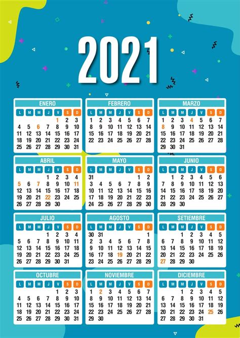 Calendarios 2021 Para Editar En Ilustrator 銆恜lantillas Gratis