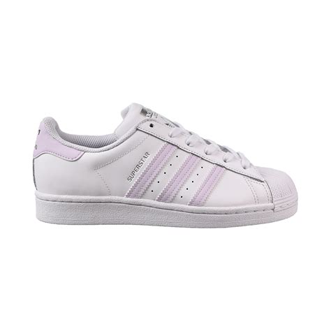 Adidas Superstar Womens Shoes Cloud White Purple Tint Silver Metallic