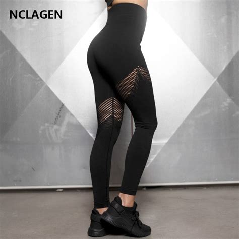 nclagen yoga pants seamless knitting hollow out moisture absorption perspire motion bodybuilding