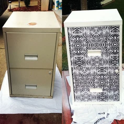 Here is a tutorial that uses clear contact paper and patterened wrapping paper to create a custom piece. $4 file cabinet from the goodwill, spray paint and contact ...
