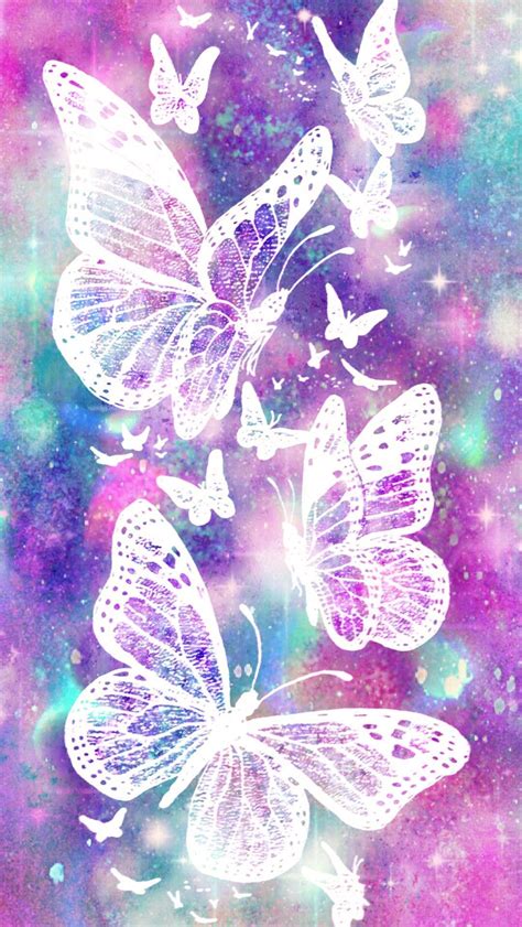 Glistening Butterflies Galaxy Made By Me Purple Sparkly Wallpapers