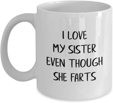 funny mug for sister i love my sister even though she farts cup or anniversary