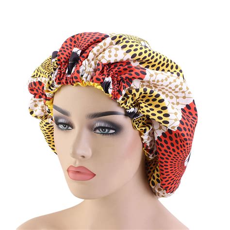 Windfall Double Layer Satin Bonnet For Women African Women Silk Like Hair Cap Satin Hair Bonnet