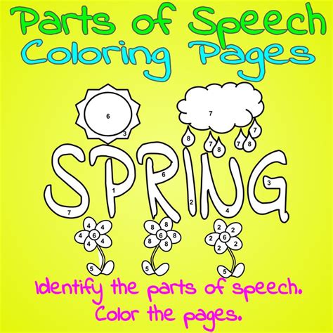Parts Of Speech Spring Coloring Pages Parts Of Speech Eight Parts Of