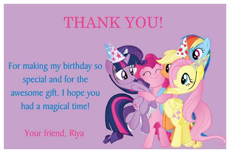 My Little Pony Thank You Card Click On The Image Twice To Place Orders