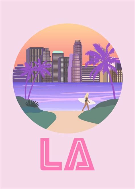 Los Angeles City Illustration Von Hyun Lee Poster Aus Metall