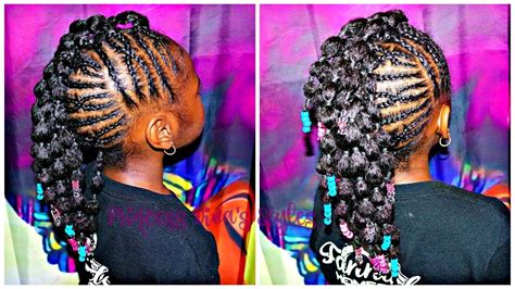 Braided Up Mohawk With Bubble Ponies Childrens Natural Hair Care
