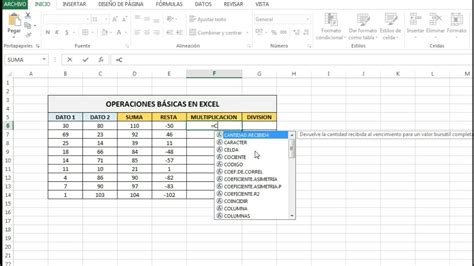 Como Hacer Operaciones Básicas En Excel Suma Resta Multiplicación Y