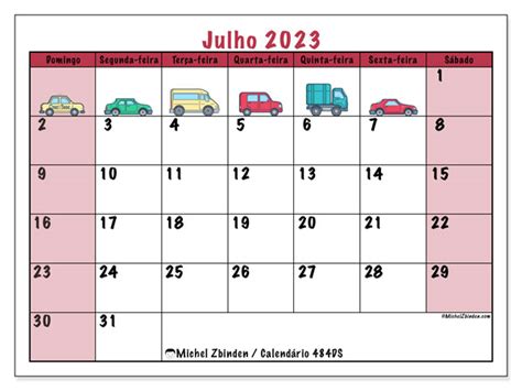 Calendário De Julho De 2023 Para Imprimir “49sd” Michel Zbinden Mo