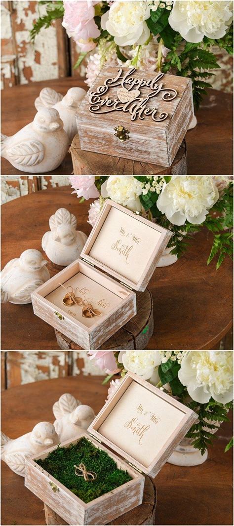 Rustic country wooden wedding ring box @4LOVEPolkaDots | Wooden ring box wedding, Wooden wedding ...