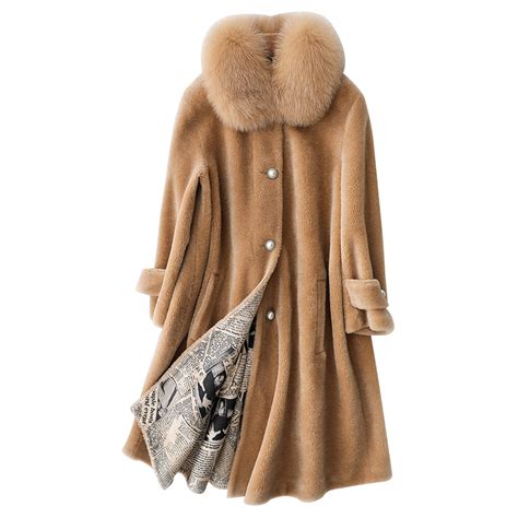 wool coat korean real fur coat autumn winter jacket women clothes 2018 vintage fox fur collar