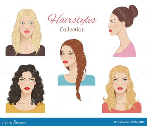 Beautiful Young Women With Fashion Trendy Hairstyles Vector