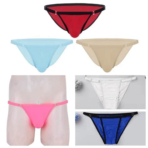 SEXY MEN LINGERIE Soft Silk String Bikini Brief Low Rise Panties Thong