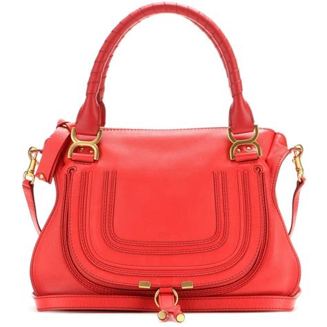 Fw2015 Chloe Marcie Tote Medium Plaid Red Porte Epaule Handbag 3s0860