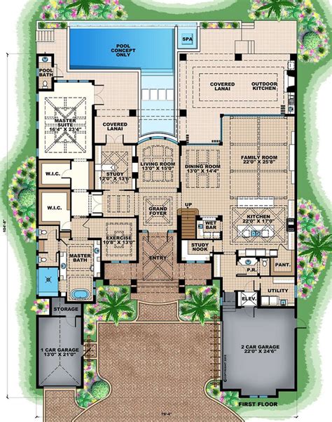 Mediterranean Style House Plan 4 Beds 5 Baths 9430 Sqft Plan 27 542