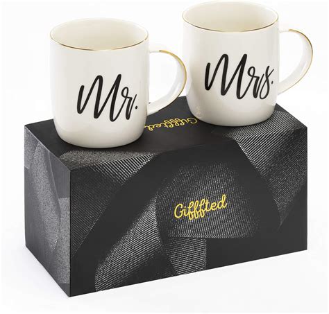 Triple Ffted Mr And Mrs Coffee Mugs Ts For Wedding Anniversary Engagement Present For