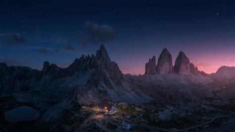 Tre Cime Di Lavaredo At Night Wallpaper Backiee