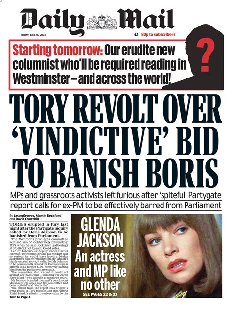 Daily Mail Front Page 16th Of June 2023 Tomorrow S Papers Today