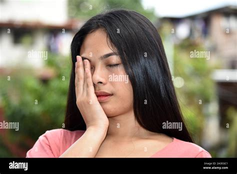 A Sleepy Female Woman Stock Photo Alamy