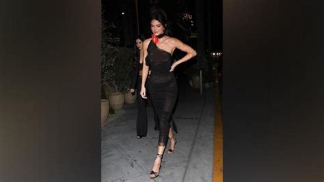 Kendall Jenner Goes Braless Under Sheer Black Dress At Lori Harveys Star Studded Birthday Party