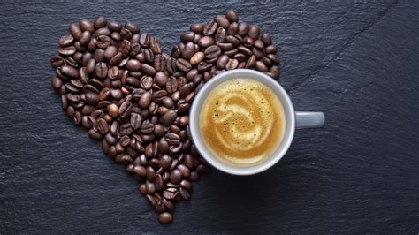 1920x1080 Foam Heart Coffee Grains Cup Coolwallpapersme