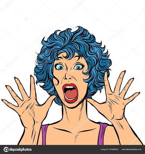 Woman Panic Fear Surprise Gesture Pop Art Retro Vector Illustration
