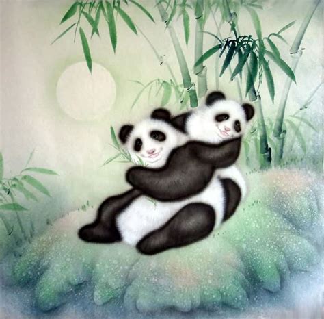 Chinese Panda Painting 4731011 66cm X 66cm26〃 X 26〃