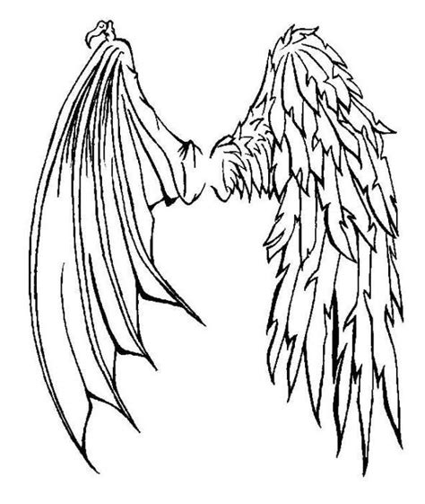 Half Angel Half Demon Wings Tattoo