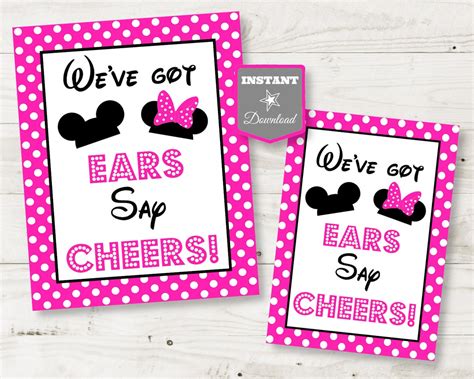 Instant Download Hot Pink Mouse Printable 5x7 And 8x10 Weve Got Ears