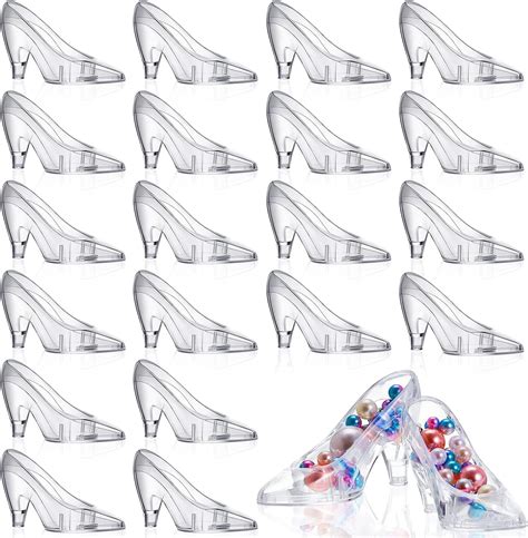 Taiyin 100 Pcs Mini Glass Slippers Clear Princess Slippers