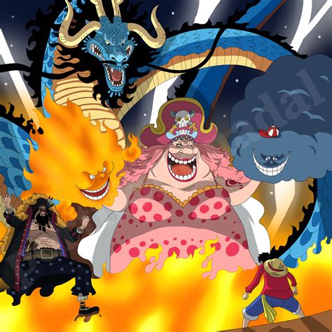 Luffy Vs Big Mom Kaido And Marshal D Teach By Caiquenadal On Deviantart