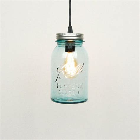 Mason Jar Pendant Light 1 Vintage Quart Jar Aqua Etsy Jar Pendant