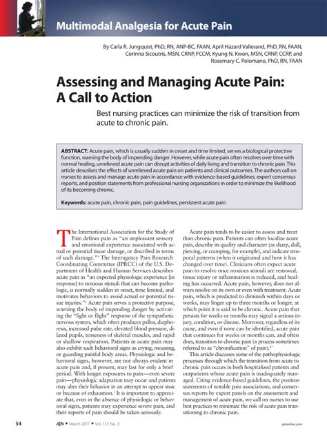 Pdf Assessing And Managing Acute Pain A Call To Action