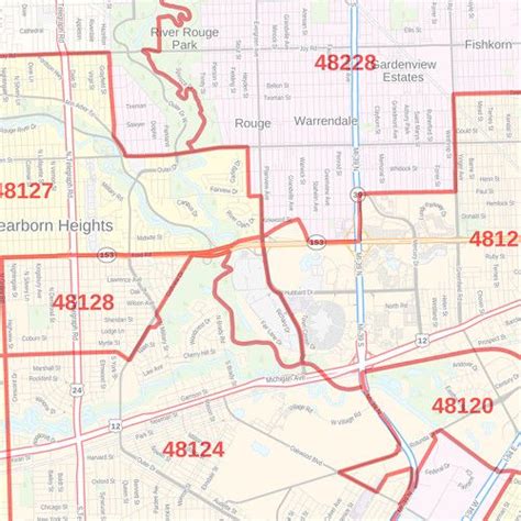 Wayne County Map Michigan Zip Codes