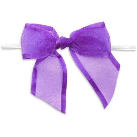 Purple Organza Bow Twist Ties For Favors And Treat Bags 15 Inches 36