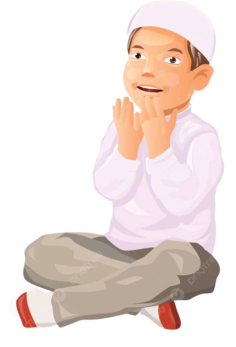 Muslim Boy Praying Vector Illustration God Ramadan People Vector God