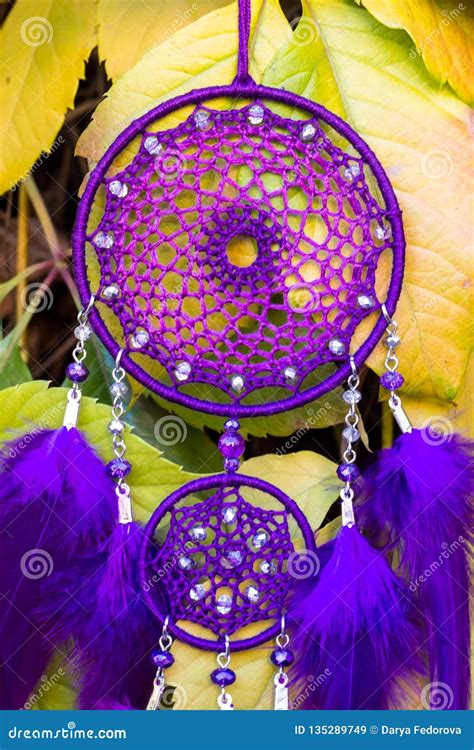 Handmade Dream Catcher With Feathers Threads And Beads Rope Hanging