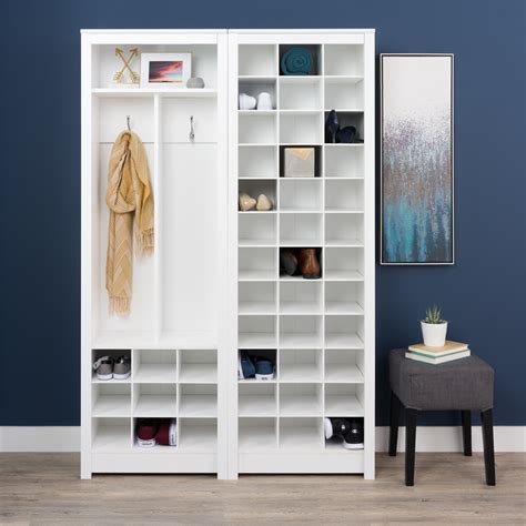 You can adjust the shelves to suit taller boots or wellies and there's a drawer at the top to keep hats, gloves or keys to hand. Space-Saving Shoe Storage Cabinet, White