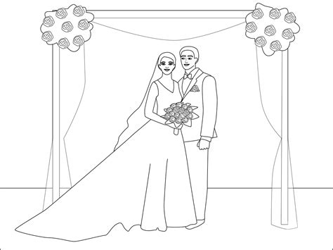Bride And Groom Coloring Page Colouringpages