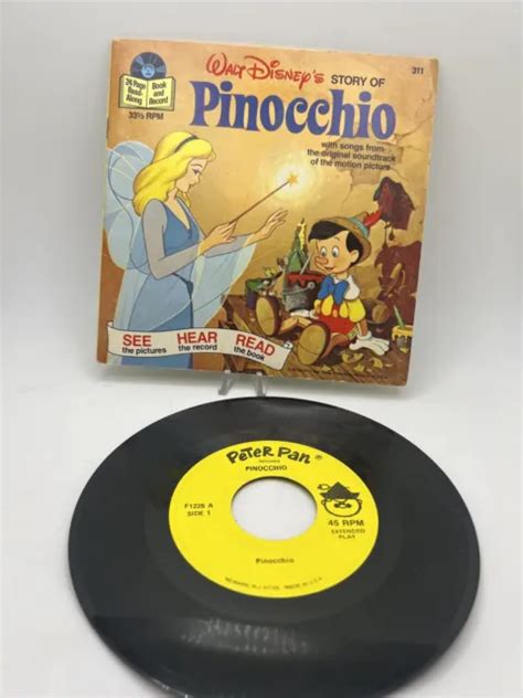 1977 Story Of Pinocchio Walt Disney Story Read Along Book And Record 33