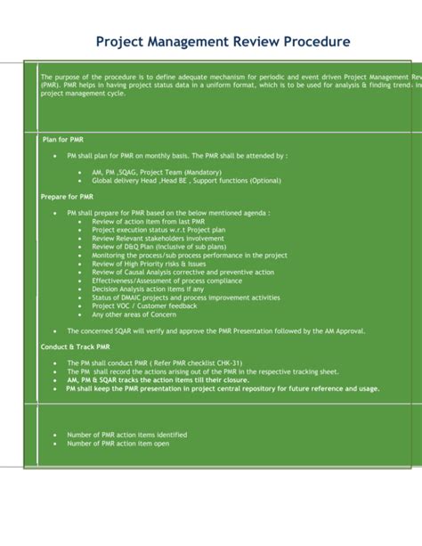 Project Management Review Procedure