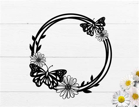 Floral Monogram Svg Butterfly Svg Butterfly Wreath Svg Etsy