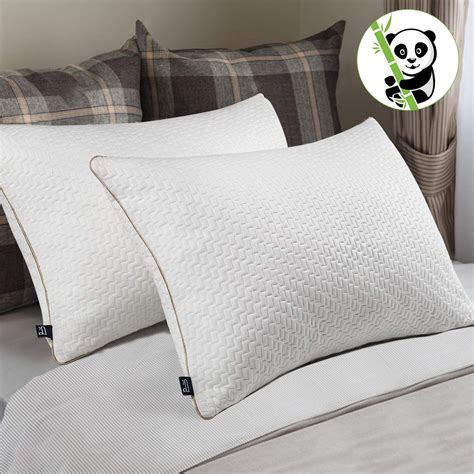 Bedstory Pillows For Sleeping 2 Pack Queen Size Bed Pillows With Bamboo Fiber Cover Luxury