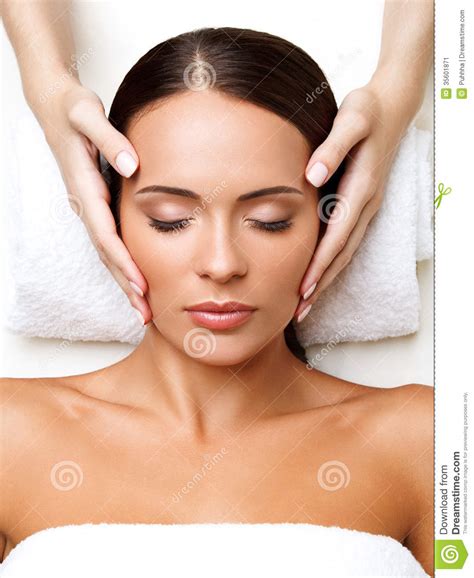 Face Massage Close Up Of A Young Woman Getting Spa Treatment Stock Image Image Of Facial