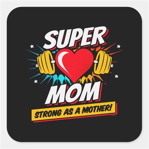 Superhero Mom Strong As A Mother Super Mom Square Sticker Zazzle
