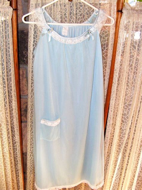 60s nightgown teddy sheer nylon vintage lingerie bl… gem